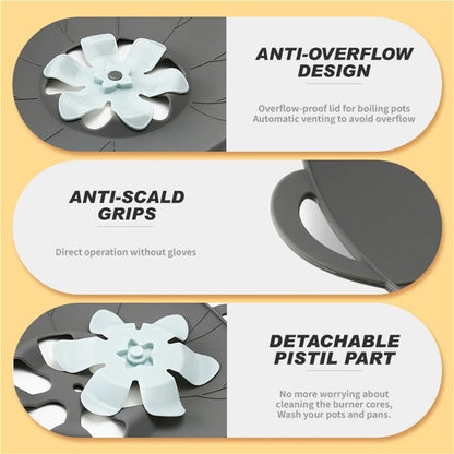 Silicone Boil Over Spill Safeguard - Food Grade Kitchen Stopper Lid For Pots And Pans - Eco-Friendly Silicone Cover In Grey And Yellow(Beige,Small)