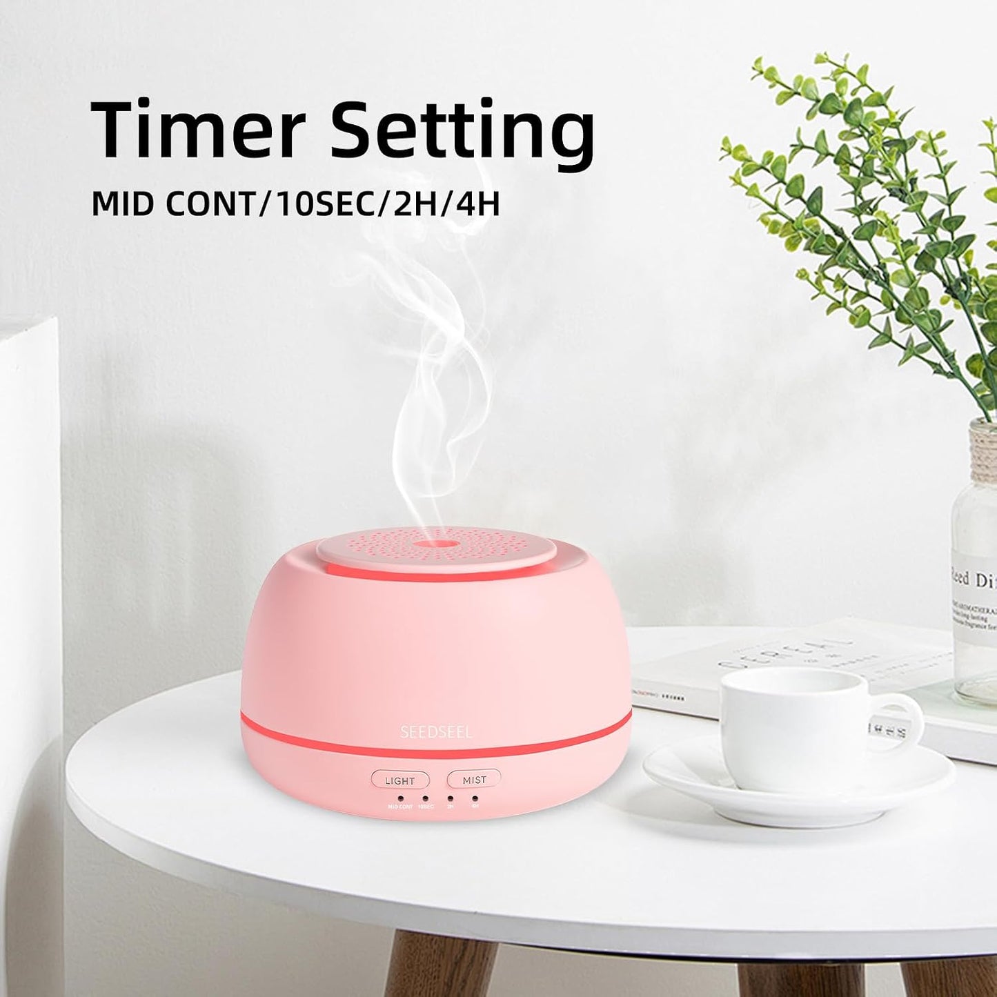 SEEDSEEL 300ML Essential Oil Diffuser,Ultrasonic Aromatherapy Diffuser, 7-Color Gradient Lights, Remote Control, 8 Hours Run Time, Suitable for Home,Office