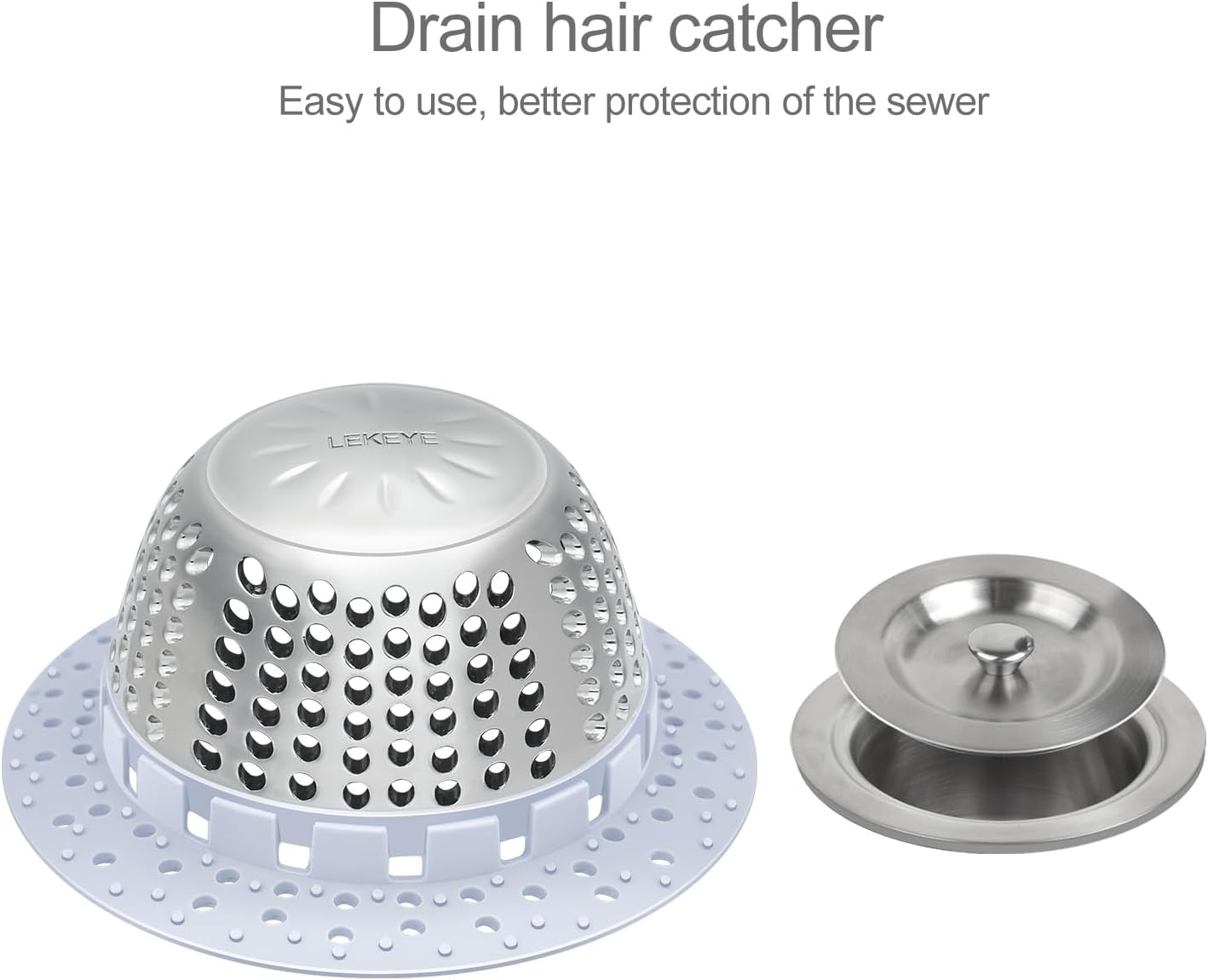LEKEYE Drain Hair Catcher/Bathtub Drain Cover/Drain Protector for Pop-Up & Regular Drains(Patented Product)