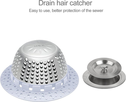 LEKEYE Drain Hair Catcher/Bathtub Drain Cover/Drain Protector for Pop-Up & Regular Drains(Patented Product)