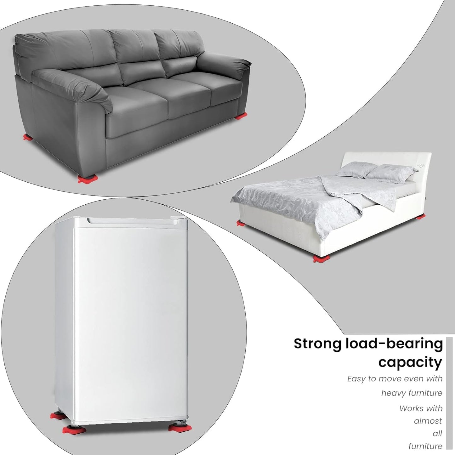 Heavy Duty Furniture Lifter with 4 Sliders for Easy and Safe Moving, Appliance Roller Suitable for Sofas, Couches and Refrigerators, Adjustable Height
