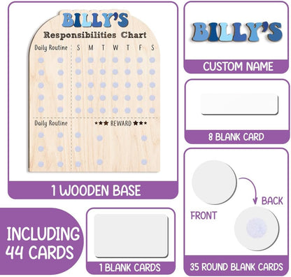 TinyKidz Wooden Daily Routine Chart 11x15, Schedule Board for Kids, Wooden Chore Chart for Kids, Responsibilities Chart for Toddlers, Morning Bedtime Routine for Toddlers