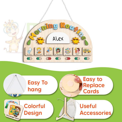 Morning Routine Chart for Toddler, Daily Routine Chart for Kids Age 2-6, Morning Schedule for Boy Girls, Visual Schedule, Chore Chart for Kids