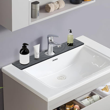 2 Pcs Faucet Mat for Kitchen Sink 15.74”×3.94” Diatomite Quick Dry Sink Splash Guard Absorbent Kitchen Stone Sink Tray Faucet Splash Guard for Bathroom Counter