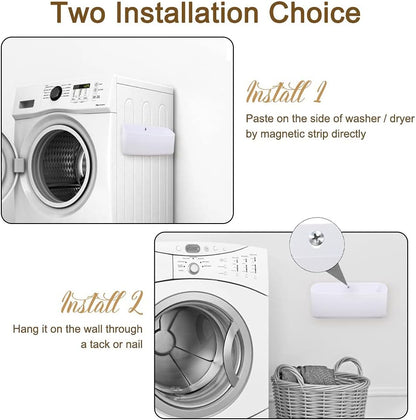 Picowe Magnetic Laundry Storage, Large Lint Holder Bin, Space-Saving Trash Container Hanging on Dryer, Washer or Wall Mount (Gray White)