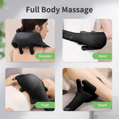 Shiatsu Back and Neck Massager, Cordless Shoulder Massager with Heat, Electric Deep Tissue 3D Kneading Massage Pillow for Shoulder, Leg, Body Muscle Pain Relief, Gifts for Men Women