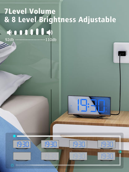 PPLEE Extra Loud Vibrating Alarm Clock with Bed Shaker
