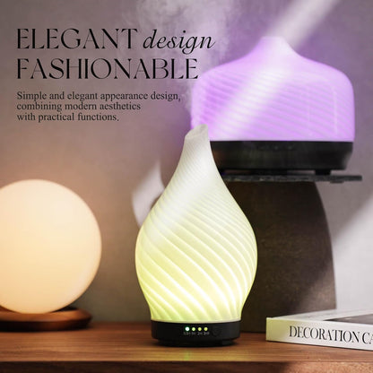 Porseme Oil Diffuser 3D Glass Aromatherapy Ultrasonic Humidifier, Air Refresh Auto Shut-Off, Timer Setting, BPA Free for Home Hotel Yoga Leisure SPA Gift 150ml Last 6H - Colors A