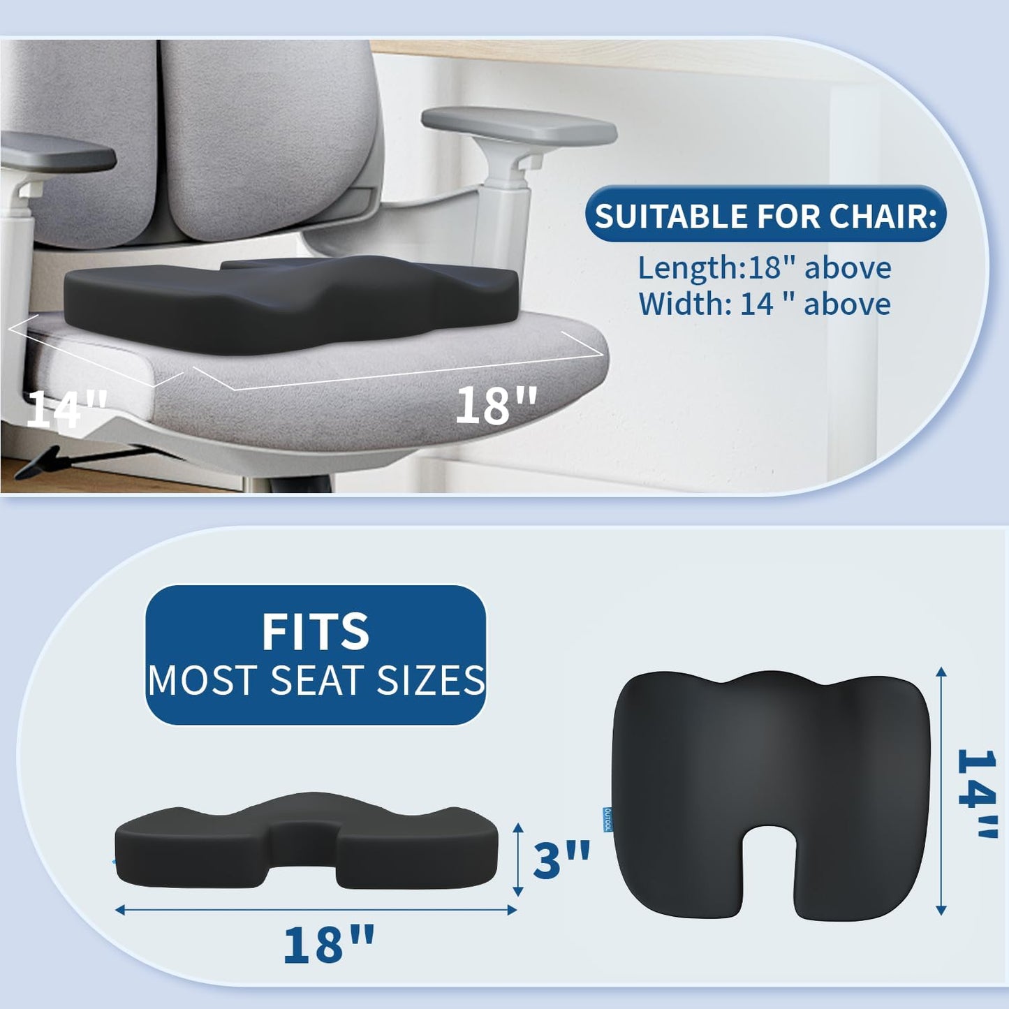 Memory Foam Seat Cushion & Lumbar Support Pillow for Office Chair Car Wheelchair Orthopedic Chair Pad and Back Cushion with Adjustable Straps for Lower Back, Tailbone, Sciatica, Hip Pain Relief