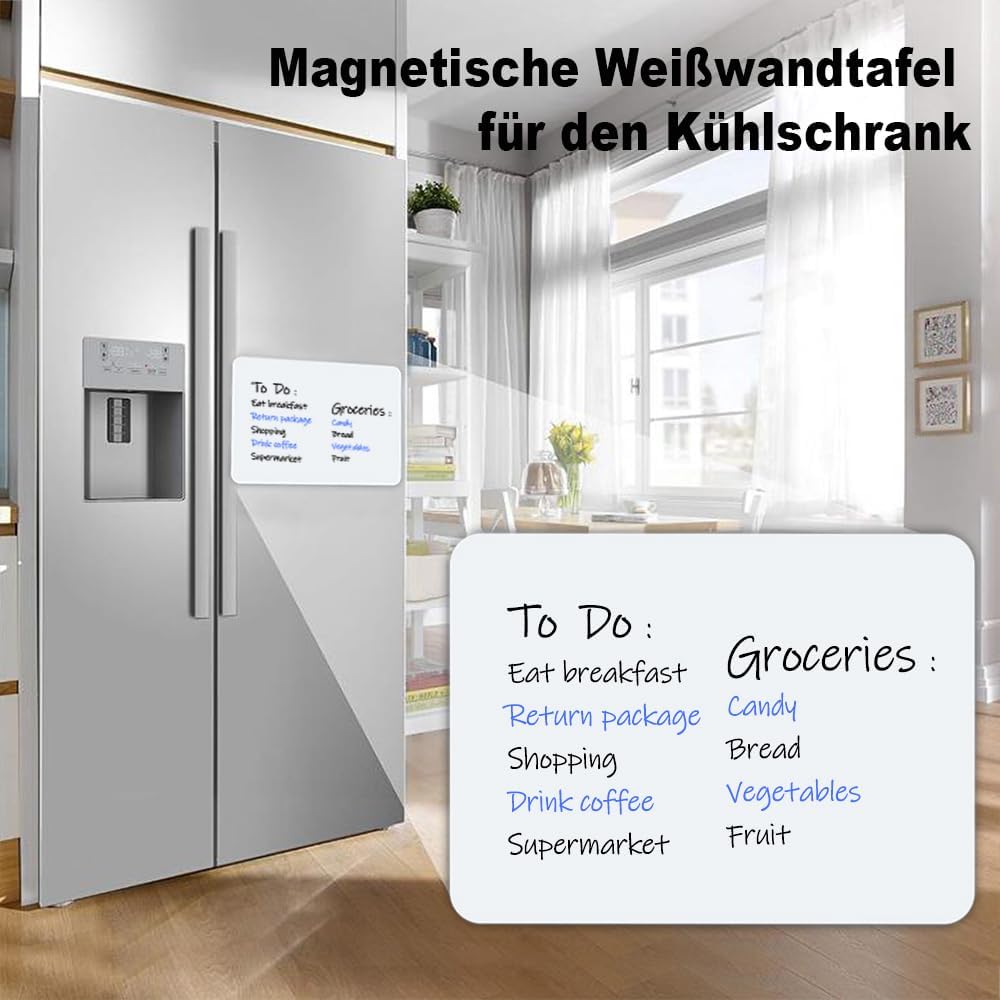 INMORVEN Small White Board Dry Erase Menu Planner, 8"x6" Magnetic Small Dry Erase Board for Fridge Grocery List, Refrigerator White Boards to Do List, with Markers and Eraser