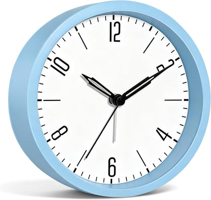 Silent Analog Loud Alarm Clock for Bedrooms, 4.5" Battery Operated Alarm Clock with Modern Round Design, Plastic Small Desk Clock for Heavy Sleepers Adults Teens Seniors College Dorms, Green