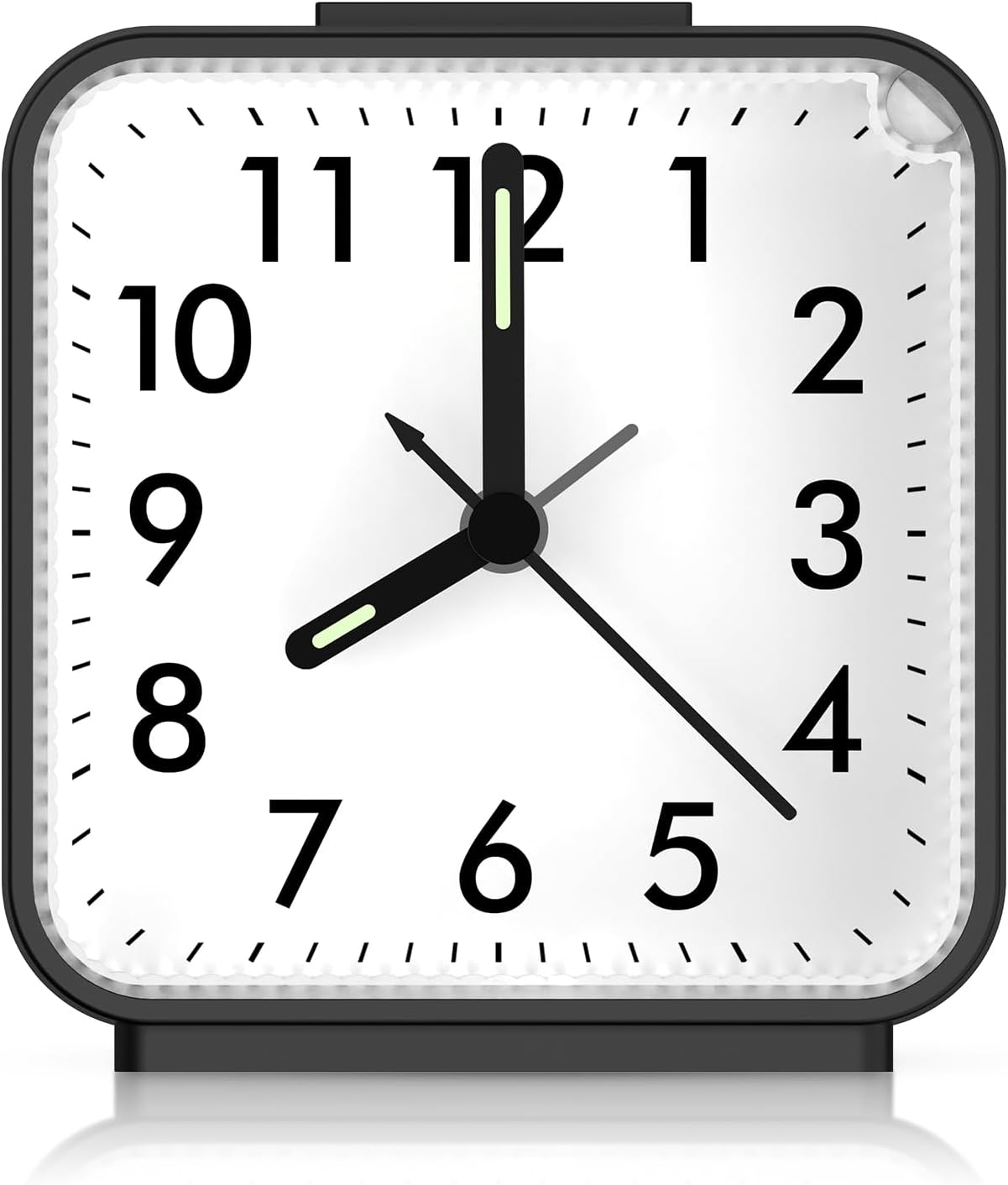 AMIR Analog Alarm Clock, Silent Non Ticking Small Clock, Travel Alarm Clock with Snooze & Light, Ascending Beep Sounds, Battery Operated Loud Alarm Clock for Bedroom, Bedside, Desk (Black)