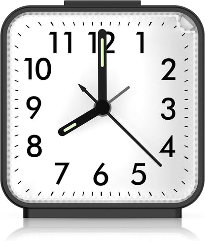 AMIR Analog Silent Non Ticking Small Clock, Travel Analog Alarm Clock