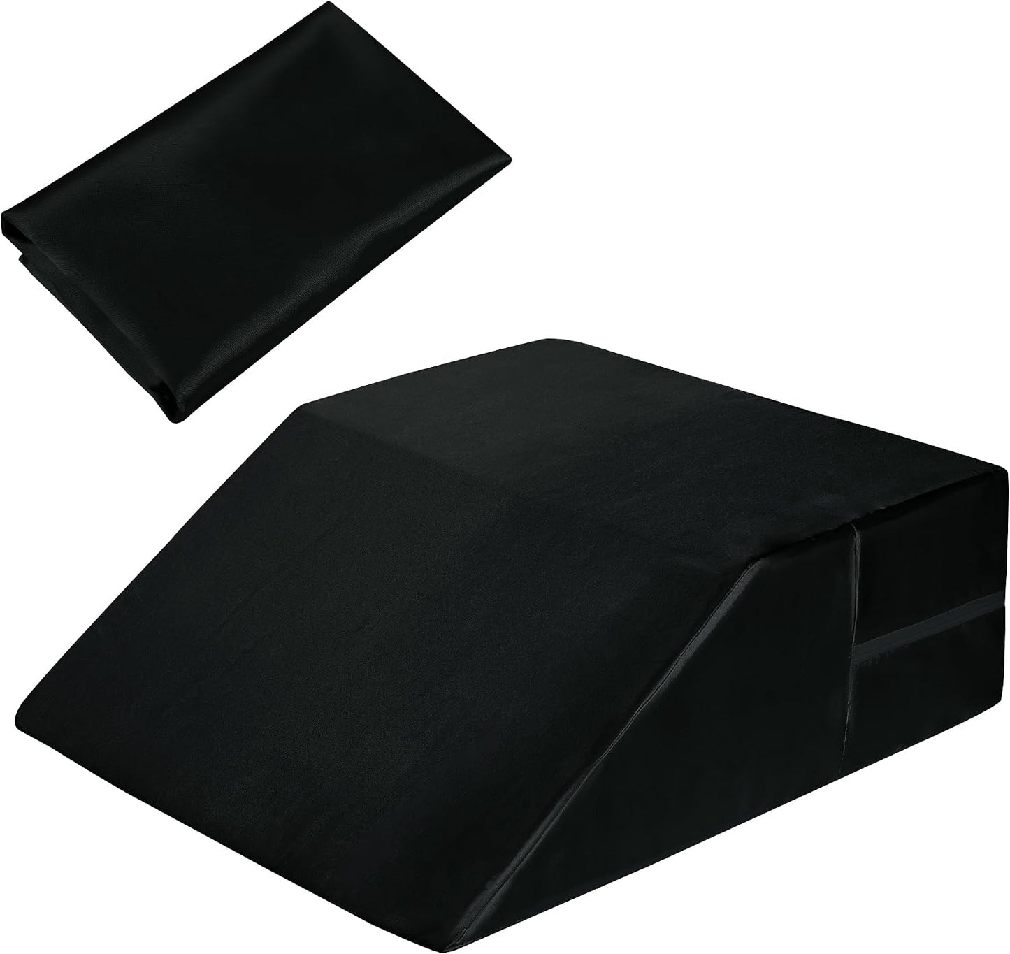 HOMBYS Satin Wedge Pillow Cover Leg Elevation Pillowcase -Silky & Smooth Bed Wedge Replacement Case with Zipper, Removable & Machine Washable(Cover Only), Black