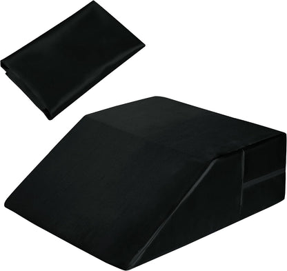 HOMBYS Satin Wedge Pillow Cover Leg Elevation Pillowcase -Silky & Smooth Bed Wedge Replacement Case with Zipper, Removable & Machine Washable(Cover Only), Black