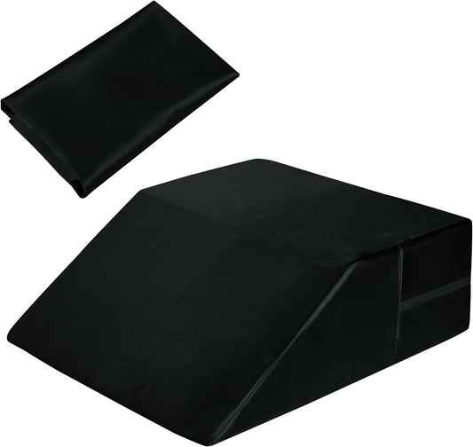 HOMBYS Satin Wedge Pillow Cover Leg Elevation Pillowcase -Silky & Smooth Bed Wedge Replacement Case with Zipper, Removable & Machine Washable(Cover Only), Black