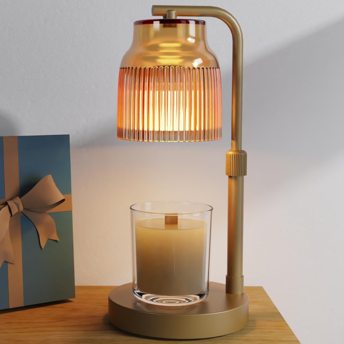 Candle Warmer Lamp with Timer Dimmer,Adjustable Height with 2 Bulbs,Birthday Gifts for Women,for Jar Candles Home Decor,Black
