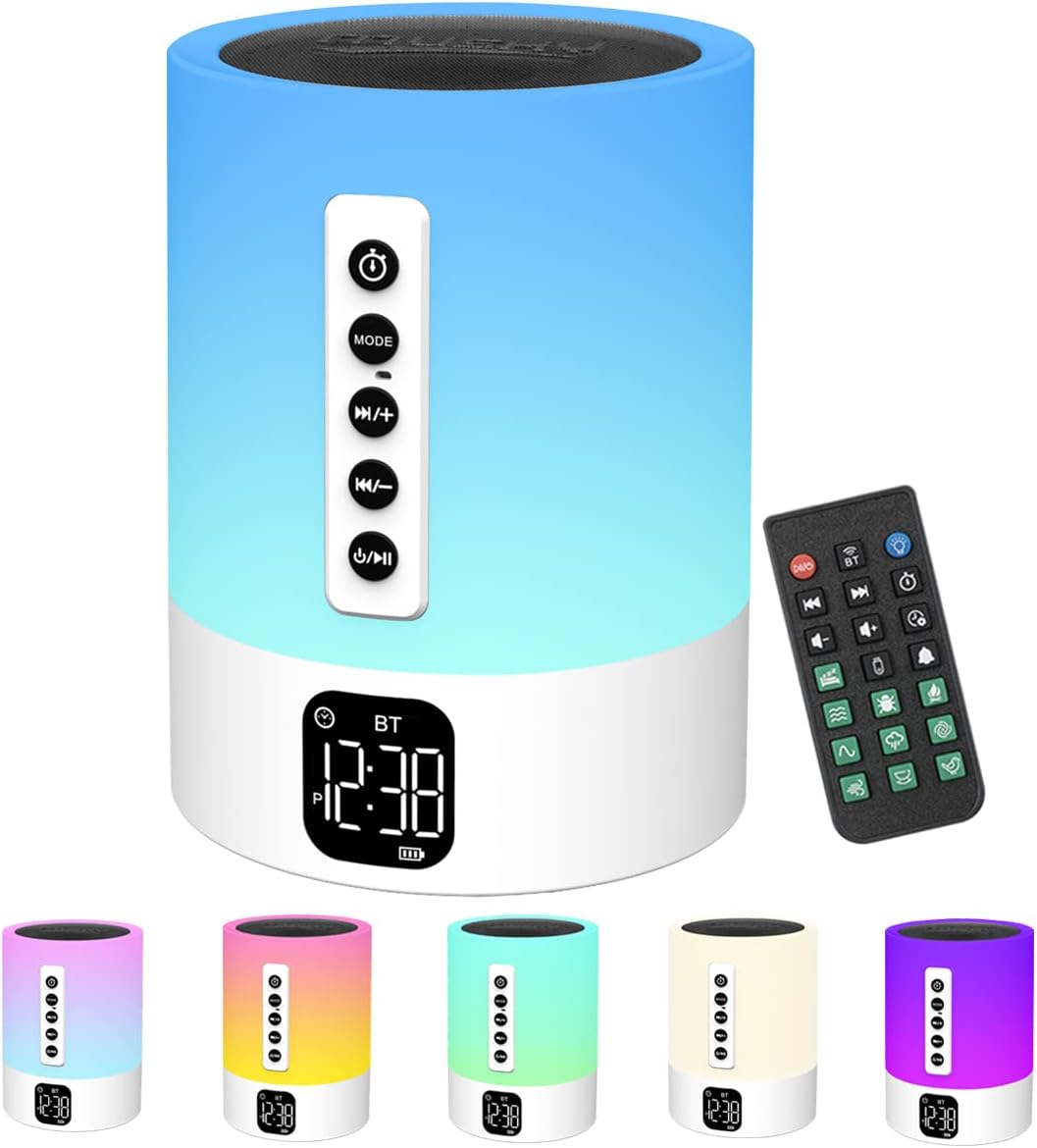 Alarm Clock Bluetooth Speaker, Sound Machine, Night Light, Teen Girl Gifts