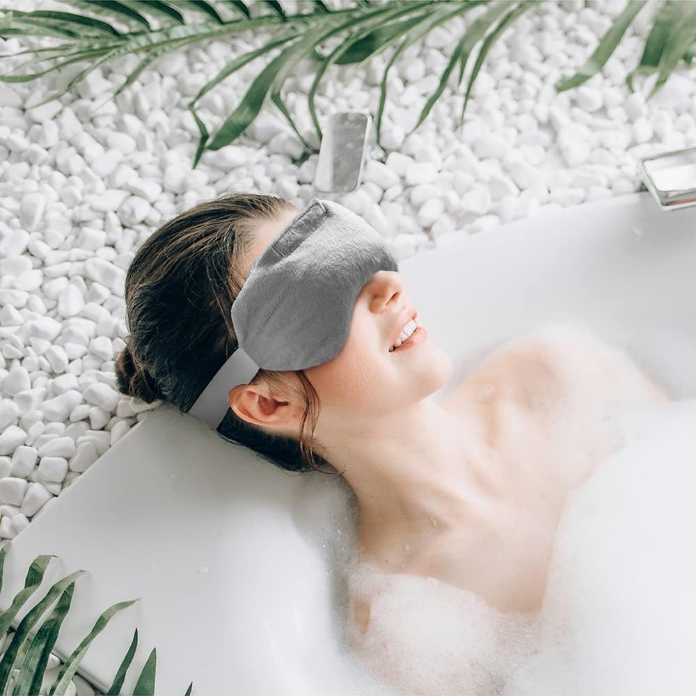 Umisleep Lavender Eye Mask, Weighted Heated Sleep Mask for Men Women, Grey