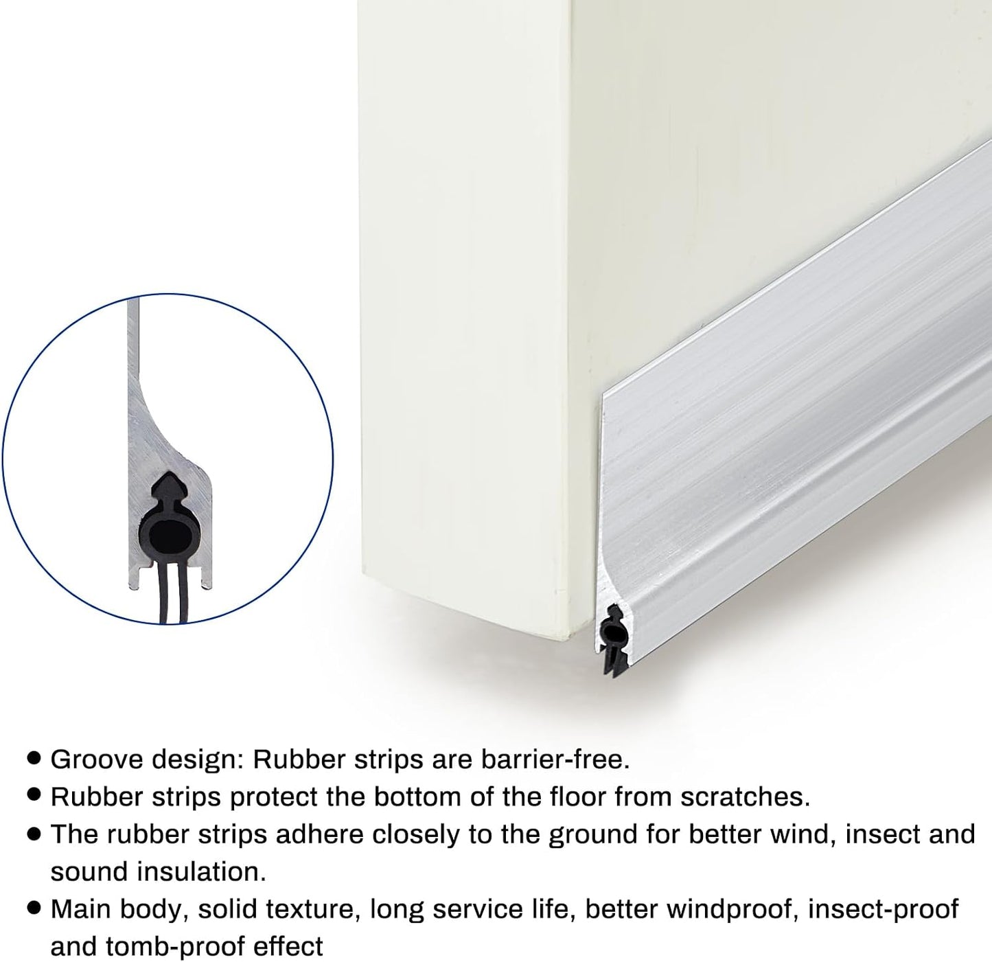 Gisafai 2 Pcs 36 Inches Door Mouse Stopper, Metal Sweep, Silver | Aluminum Strip Blocks Rodents Under Door, Reduces Noise and Drafts, Weather Seal for Energy Saving, Includes Screws