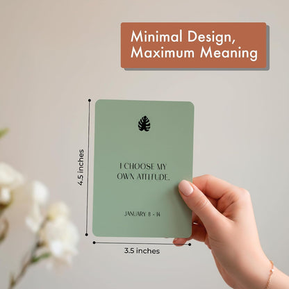 Positive Affirmation Cards Weekly Calendar | 52 Aesthetic Encouragement Mindfulness Desk Cards for Every Week of the Year, Daily Self Mantras For Mental Wellness, Great Motivational Gift For Women & Men
