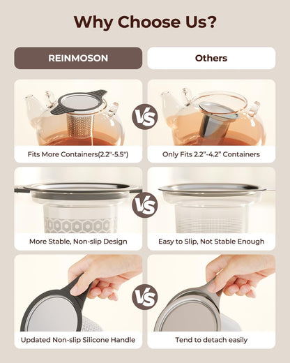 304 Stainless Steel Tea Infuser for Loose Leaf Tea Steeper | Extra Fine Mesh Large Tea Strainers & Filters with Food Grade Silicone, Tea Diffusers for Loose Tea, Cup, Mug, Teapot
