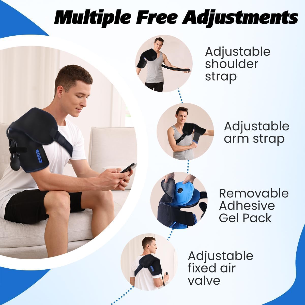 Compression Ankle Ice Pack Wrap for Foot Pain Relief | Ankle Support Brace with 2 Hot Cold Packs for Injuries, Plantar Fasciitis, Sprain & Fracture, Achilles Tendonitis, Surgery
