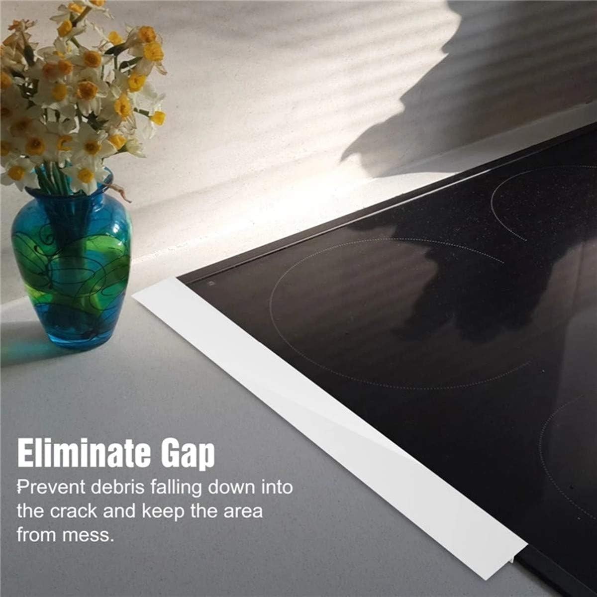 2 Pack Flexible Kitchen Stove Gap Covers, Silicone Gap Fillers Between Counter and Stovetop, Oven, Washer, Dryer, Easy to Wipe, Food Grade (Black, 21 Inches)