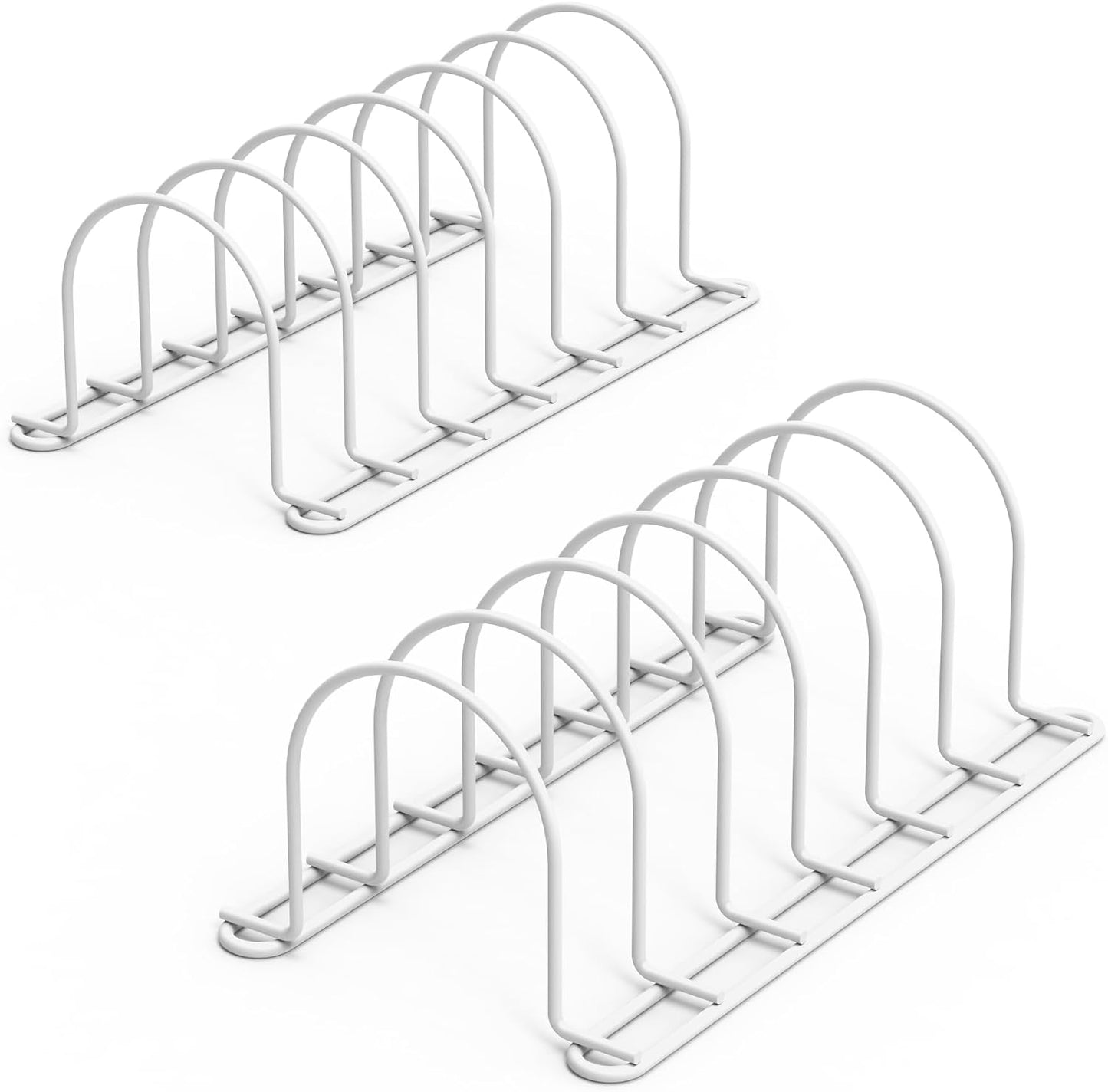 JAQ Plate Rack for Cabinet, 10.5" Vertical Dish Organizer for Plates, Pot Lids, Cutting Boards & Baking Sheets, Metal Kitchen Cabinet Organizer (1-Pack, White)