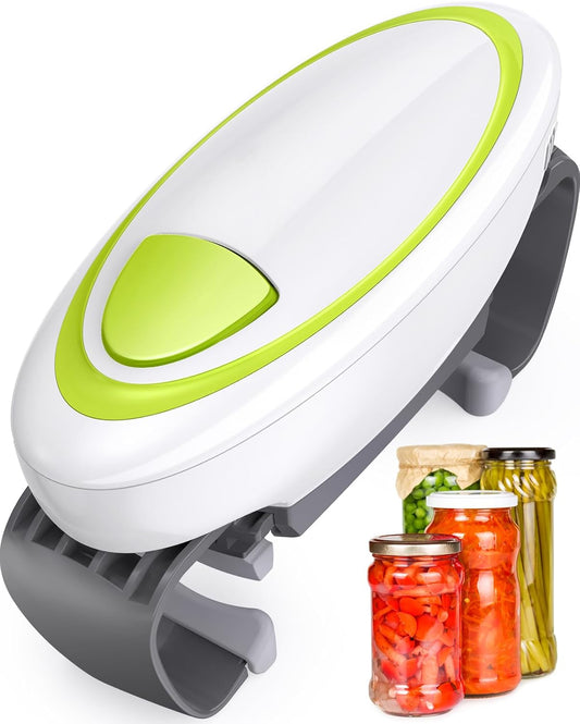 Electric Jar Opener for Seniors with Arthritis, One Touch Automatic jar Opener for Weak Hands, HandsFree Battery Operated Bottle Opener for Tight & Vacuum Sealed Jars, Kitchen Gadget for Elderly