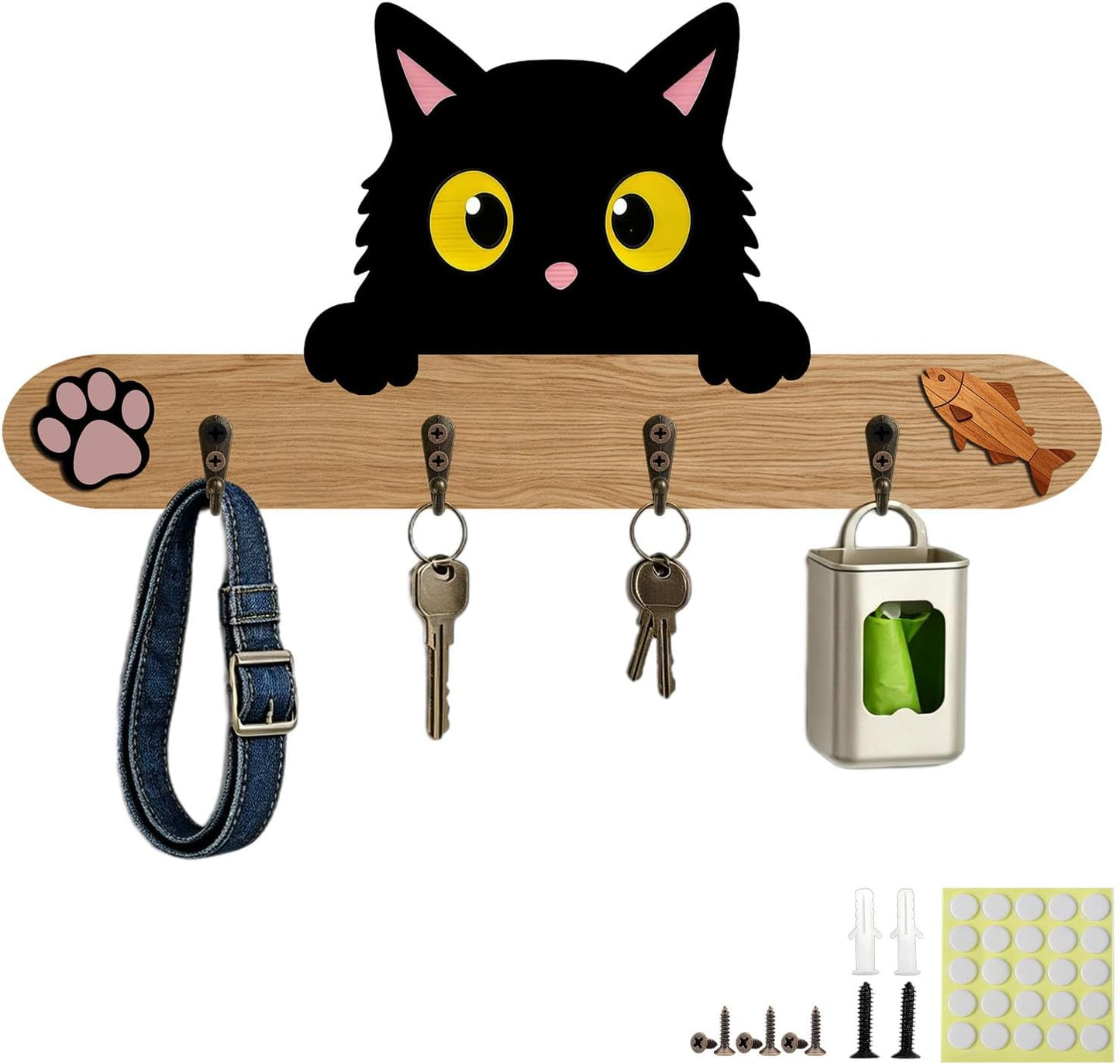 Goodangie00 Wooden Dog Leash Holder Wall Decoration, 3D Dog Paw Harness Wall Mount Hanger Organizer Hooks for Rustic Home Decor, Leashes, Keys, Collars, Hallway, Pet Lover Gift（White）