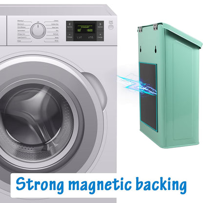 Picowe Magnetic Laundry Storage, Large Metal Lint Holder Bin with Lid for Laundry Room, Space-Saving Trash Container Hanging on Dryer, Washer or Wall Mount Trash Bin (White)