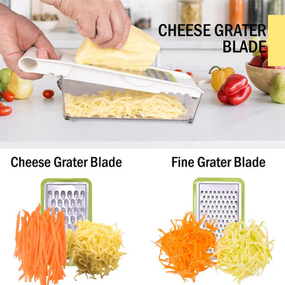 NACOLUS Cheese Grater with Container,5 In 1 Mandoline Slicer for Kitchen,Multi Purpose Vegetable Slicer, Easy to Clean Vegetable Chopper,Cheese Shredder,Julienne Slicer and Peeler | all-in-one vegetable slicer&cheese grater,with container or use