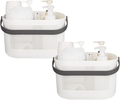 Plastic Portable Shower Caddy Basket, Storage Organizer with Handle, Yellow | Bottom Drain Holes, Keep Dry, Sturdy and Durable, Easy to Carry for Bathroom, Kitchen, Dorm Room, RV, College