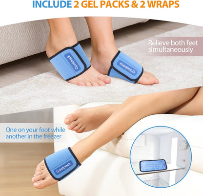 Comfpack Cold Therapy Wrap with 2 Packs for Pain Relief, Reusable Gel Ice Packs for Foot Plantar, Wrist, Ankle, Great for Sprains, Muscle Pain, Bruises, Injuries | Hot and Cold Ice Packs for Foot Plantar, Wrist, Ankle, Great for Sprains, Muscle Pain,