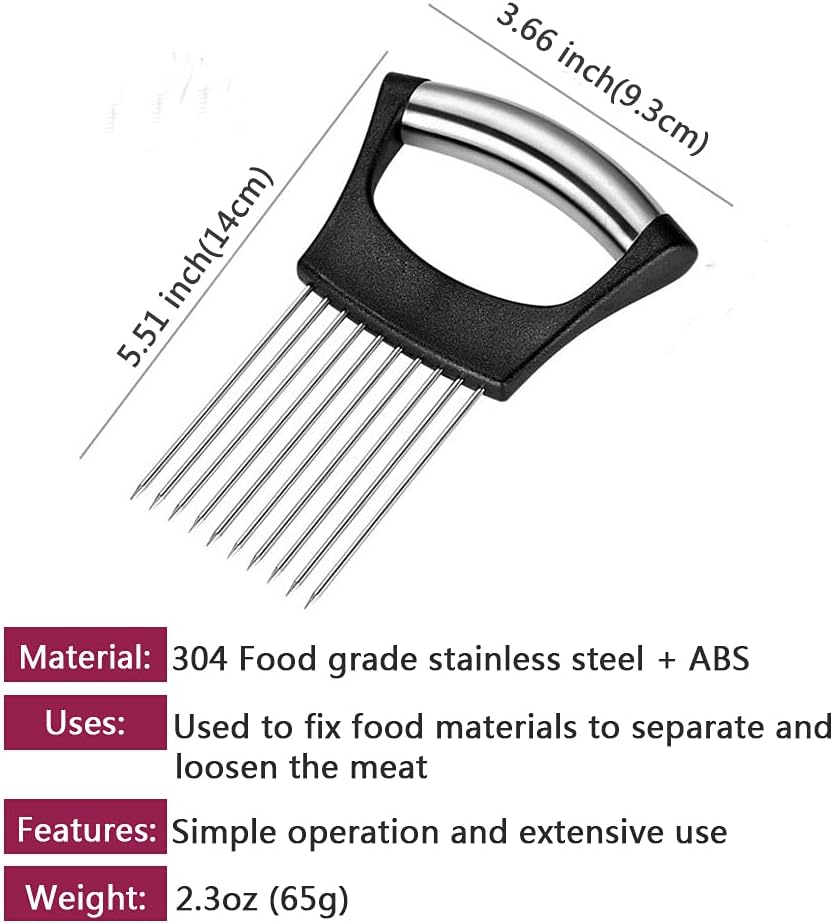 Stainless Steel Onion Cut Holder Slicer With 10 Even Prong Easy Hold Vegetable To Cut Tomato Lemon Potatoes And Loosen Meat Kitchen Tools(Silver)