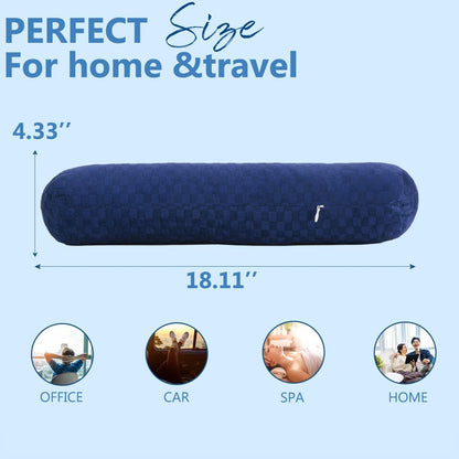 Neck Roll Pillow, Cervical Neck Pillow Bolster Pillow for Sleeping | Cotton neck roll, machine-washable cover, supports neck, legs, back & sleeping, slim bolster for bed & yoga