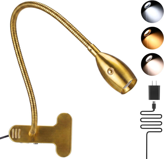 VIHOSE Clip on Reading Light for Dorm Bed Headboard, Gold