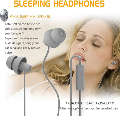 MAXROCK Sleep Earbuds,Ultra Soft Lightweight Sleep Earphones Headphones with Volume Control and Mic for Insomnia, Side Sleeper, Snoring, Air Travel, Meditation & Relaxation (Acid Blue)