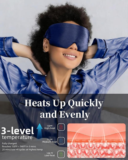Heated Eye Mask for Dry Eyes - Silk Cordless Warm Eye Compress Moist Heat