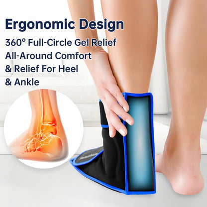 Ankle Ice Pack Wrap for Heel Foot Swelling Pain Relief, Reusable Large Hot Cold Gel Pack for Sprain, Achilles Tendonitis, Arthritis, Plantar Fasciitis, Post-Surgery, Sports Injury (Black,1pcs)