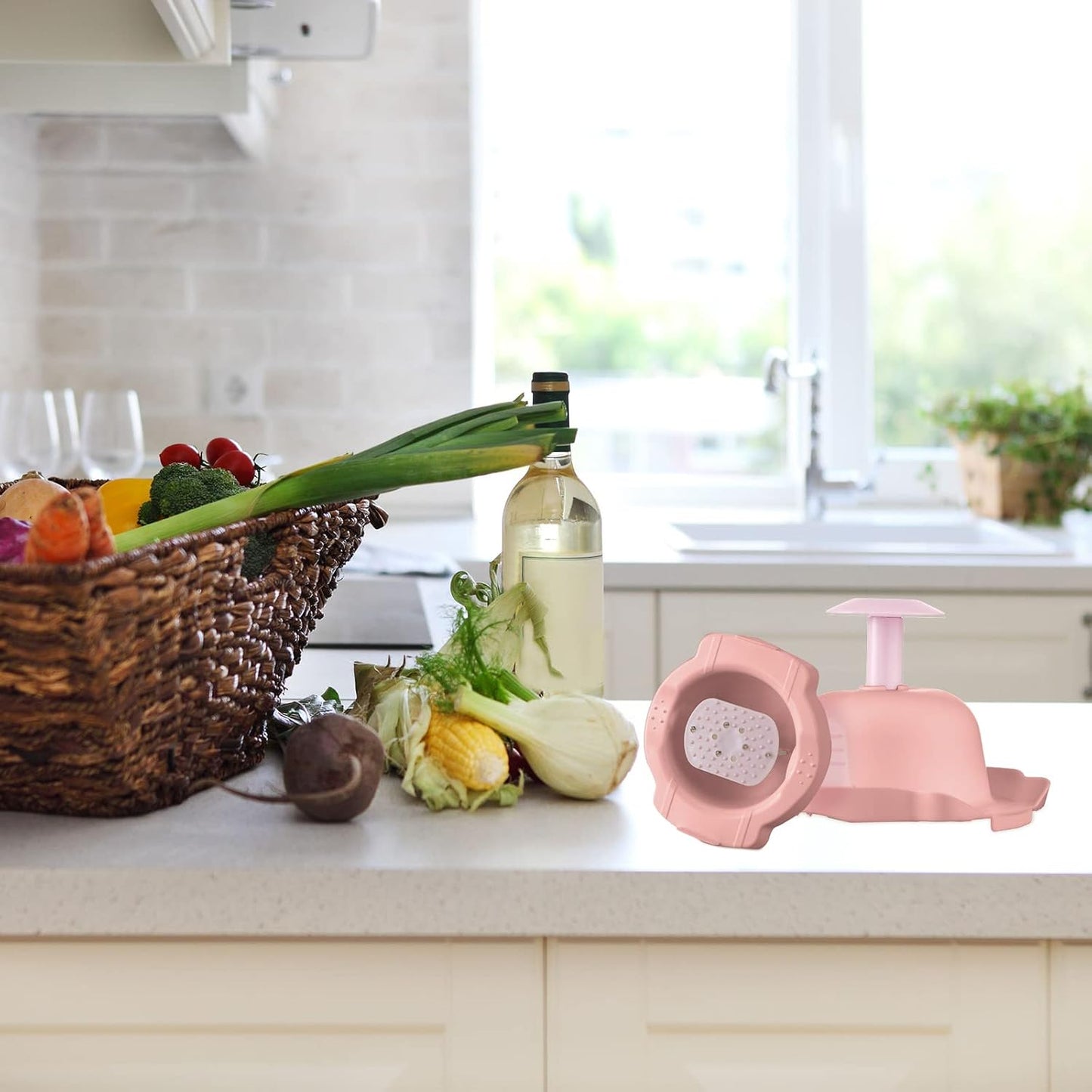 Mudder 2 Pcs Pink Mandoline Slicer Finger Guard, Dishwasher Safe for Slicing & Grating, Cut Resistant Hand Guard for Mandolin Slicer, Box Grater, Peeler, V-slicer - Fits Vegetable, Fruit, Hard Cheese