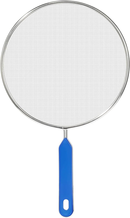 Splatter Screen for Frying Pan, 8 Inch Grease Splatter Guard with Handle Stainless Steel Kitchen Oil Splash Guard Mesh Strainers Pan Cover Cooking Protector for Frying Cooking