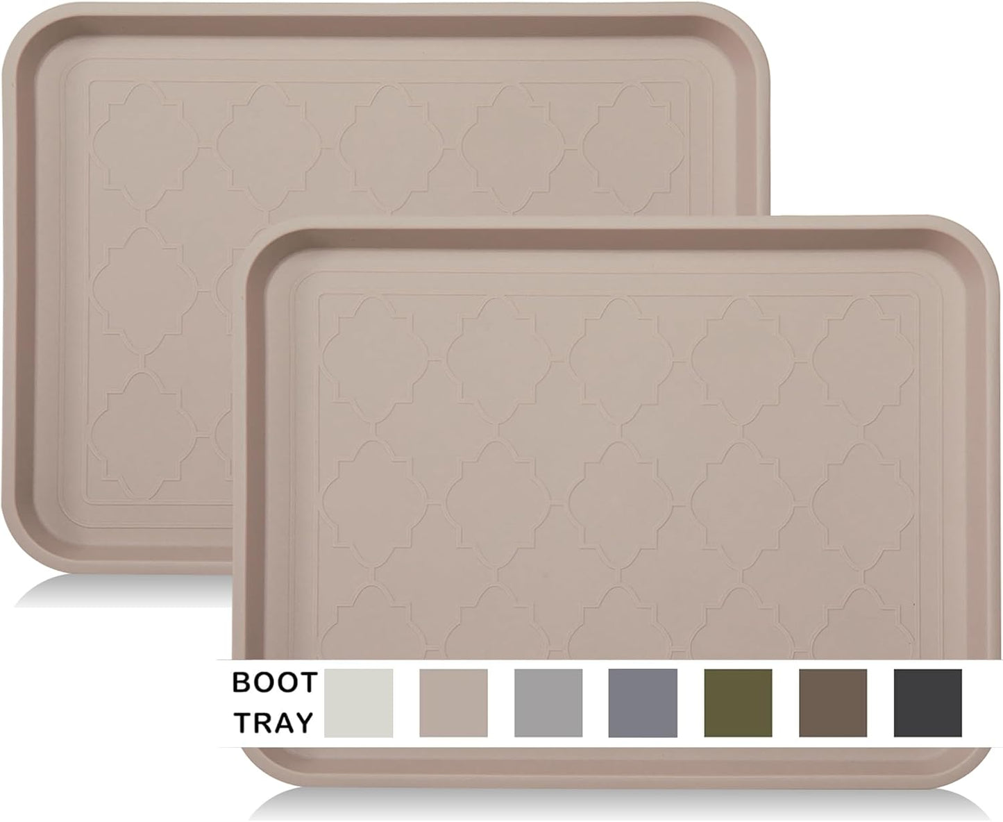 WATANIYA PET Boot Tray for Entryway Indoor, Heavy Duty Shoe Mat Tray 2 Packs, 16.7"x12.8" Waterproof Shoes Trays with Raised Edge, Outdoor Multi-Purpose Mats for Boots, Garden, Pets