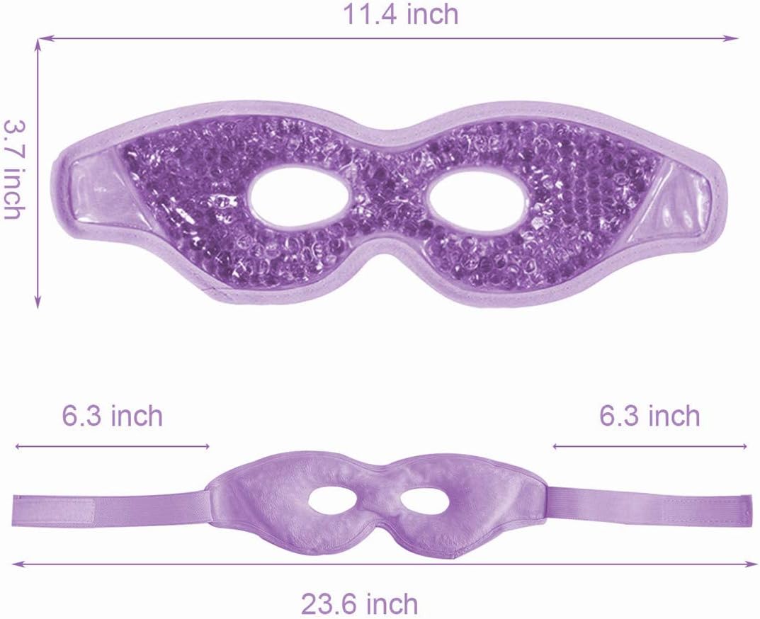 Cooling Gel Eye Mask with Eye Holes, 2 PCS Cold Eye Packs for Puffiness & Swelling, Reusable Hot Cold Compress Heat Ice Gel Pack, Purple and Pink