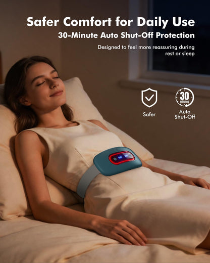 Portable Cordless Menstrual Heating Pad with 4 Heat Levels and 4 Massage Modes,Electric, Fast Large Heating Belly Wrap Belt (Black)