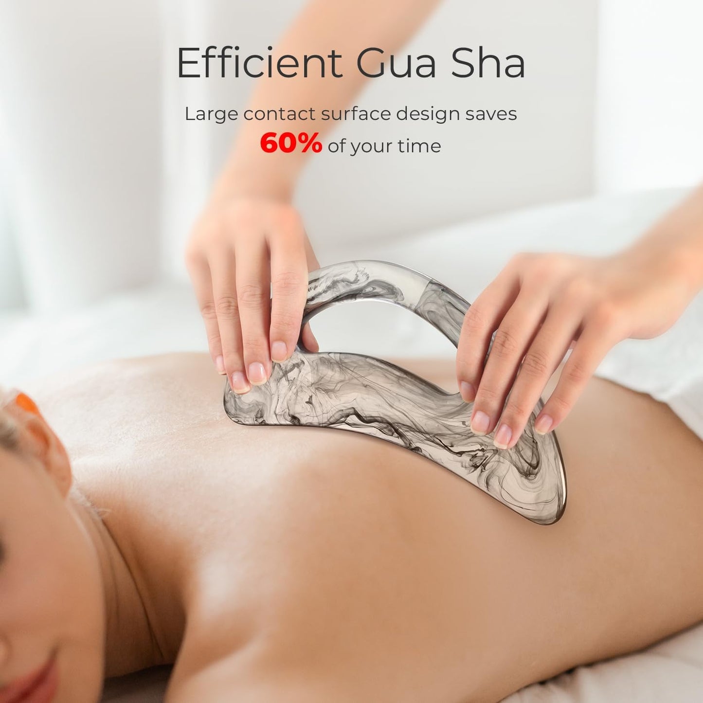Scienlodic Gua Sha Massage Tool with Handle (Resin) Larger Guasha Scraping Tool for Back Neck Face Leg Massage, Lymphatic Drainage, Cellulite Remove - Large