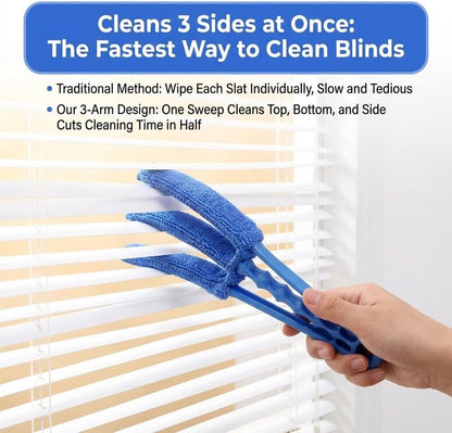 Window Blind Cleaner Duster Brush, 2 Pack Air Vent Cleaner Brush with 5 Reusable Microfiber Sleeves, Multi-Purpose Cleaning Tool for Venetian Blinds, Air Conditioner Vents, Household Cleaning Tool