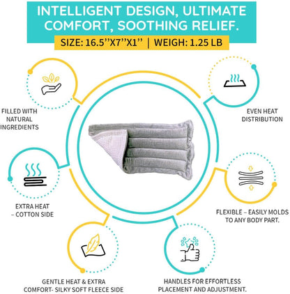 Microwavable Heating Pad Solutions Buddy - Moist and Large Heating Pad for Joints and Muscles Relief - Microwave Hot Pack Heat Pad for Cramps - Calming Chilled or Heated Pad Therapy - 1 Pack