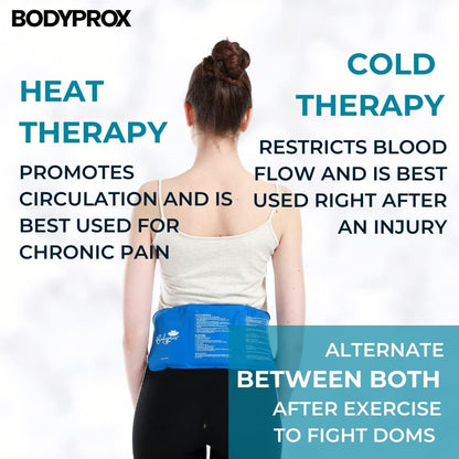 BODYPROX Pain Relief Ice Pack with Strap for Hot & Cold Therapy, Microwave Heat Pad for Back Shoulder, Neck, Waist, Calves and Hip